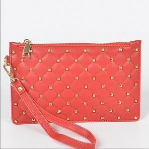 Studded Wristlet/Clutch (Red)